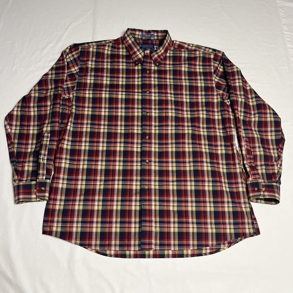 Pendleton Metro Shirt Mens XL  Plaid Button Up Multicolor Long Sleeve